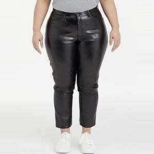 Womens Good American Good Icon Faux Leather Straight Leg Pants